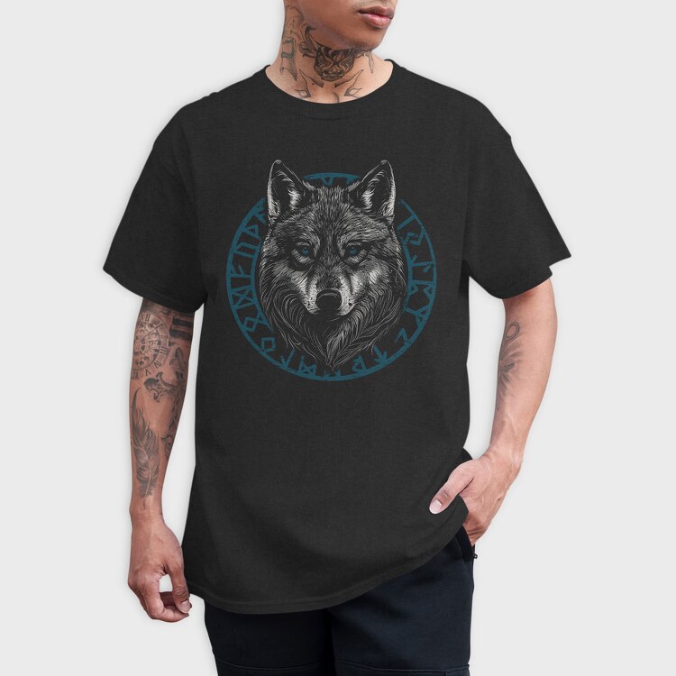 Wolf Head Blue, Tricou Barbati (Unisex)