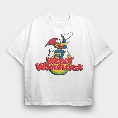 Cartoon Retro Woody Woodpecker 4, Tricou Oversize Barbati (Unisex)