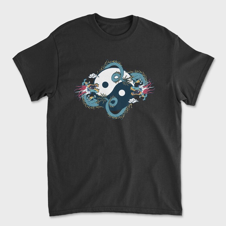 Dragon Ying Yang, Tricou Barbati (Unisex)
