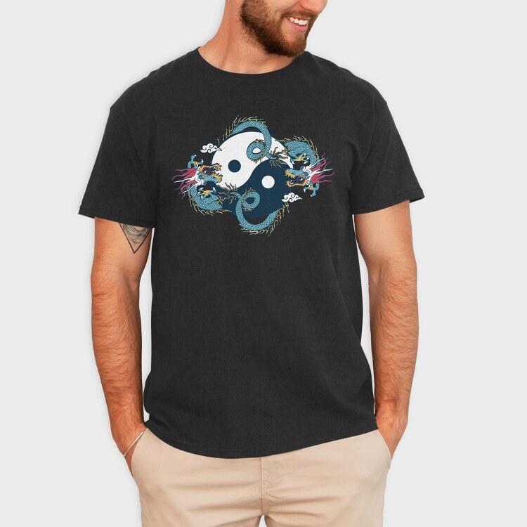 Dragon Ying Yang, Tricou Barbati (Unisex)