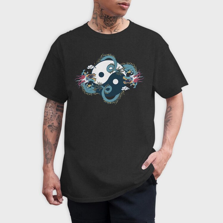 Dragon Ying Yang, Tricou Barbati (Unisex)
