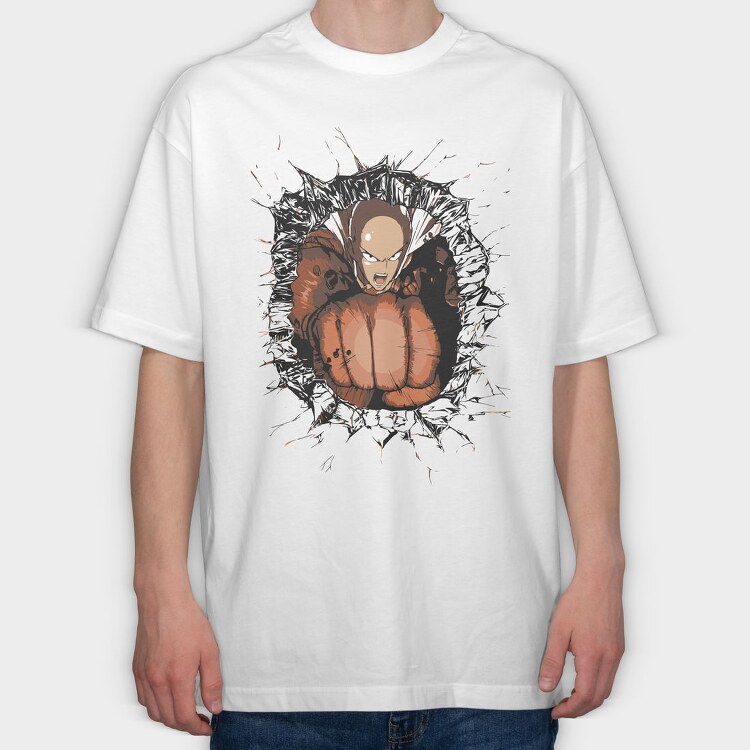 Saitama Kick One Punch Man, Tricou Oversize Barbati (Unisex)
