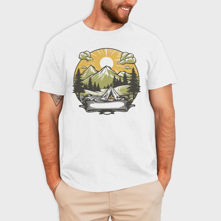 Camping Sunset, Tricou Barbati (Unisex)