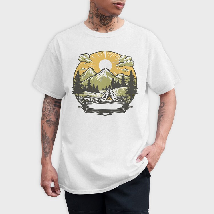 Camping Sunset, Tricou Barbati (Unisex)