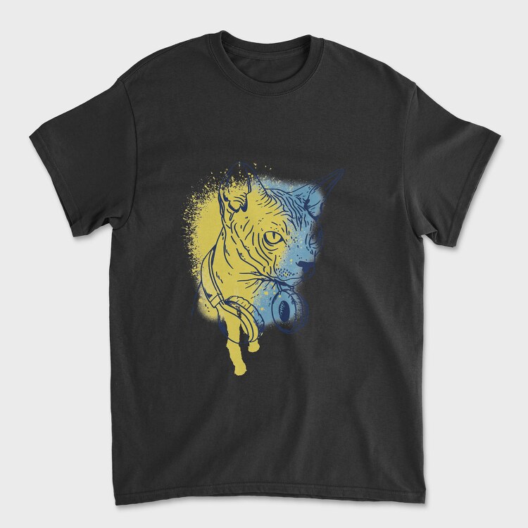 Sphynx Cat Headphones, Tricou Barbati (Unisex)