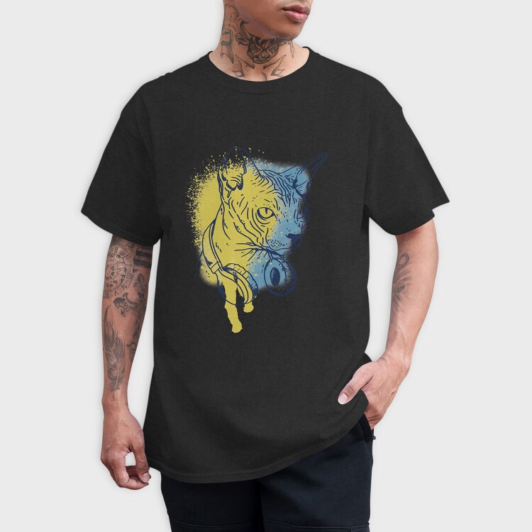Sphynx Cat Headphones, Tricou Barbati (Unisex)