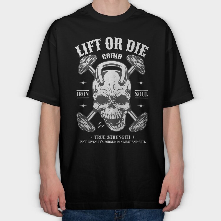 Dark Skull Gym Lift, Tricou Oversize Barbati (Unisex)