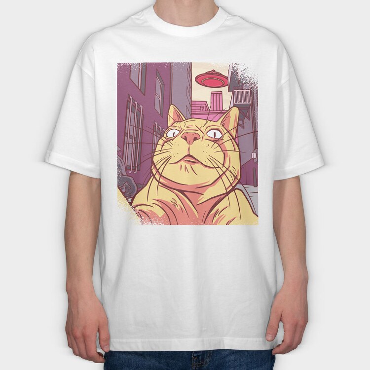 Cat Selfie Meme, Tricou Oversize Barbati (Unisex)