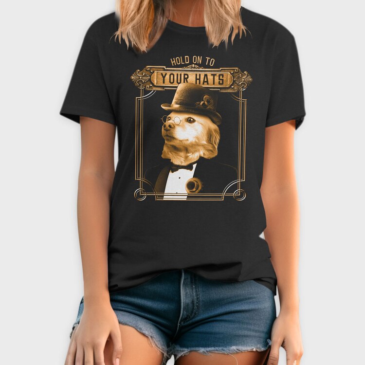 Steampunk Dog Hat, Tricou Barbati (Unisex)
