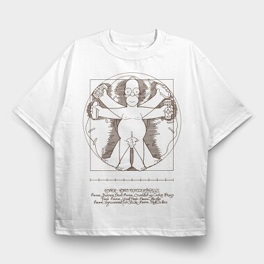 Homer Simpson Mensch Da Vinci Anatomie, Tricou Oversize Barbati (Unisex)