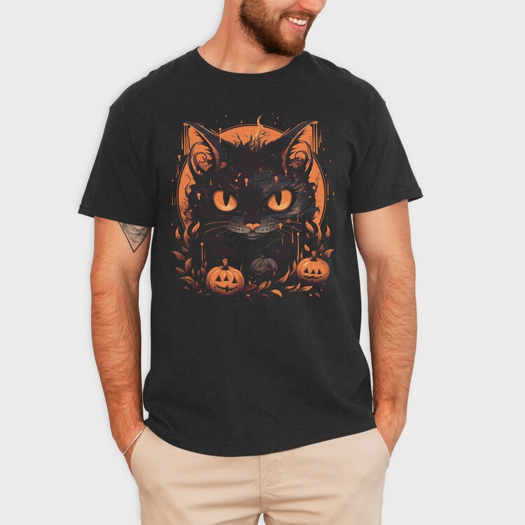 Halloween Cat, Tricou Barbati (Unisex)