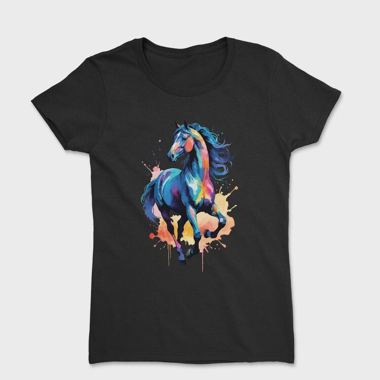 Eye Catching Watercolor Horse, Tricou Femei