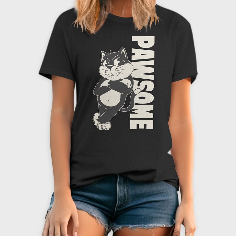 Cartoon Cat Pawsome, Tricou Barbati (Unisex)
