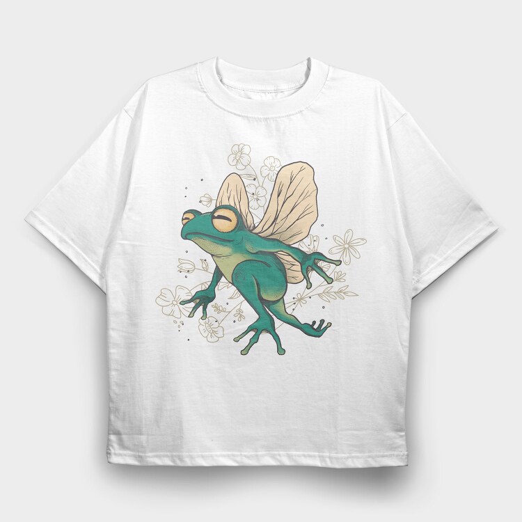 Fairy Frog With Wings, Tricou Oversize Barbati (Unisex)