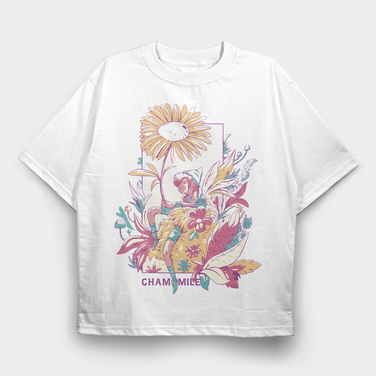 Fairy In Chamomile Flower Field Fairycore, Tricou Oversize Barbati (Unisex)