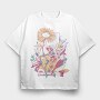 Fairy In Chamomile Flower Field Fairycore, Tricou Oversize Barbati (Unisex)