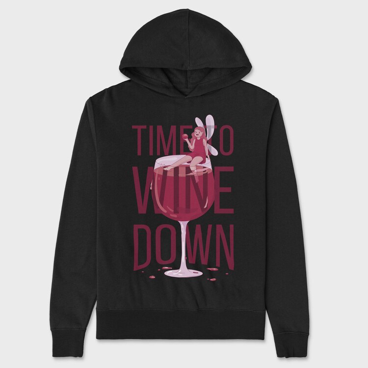 Fairy In Wine Glass Wine, Hanorac Oversize Barbati (Unisex)