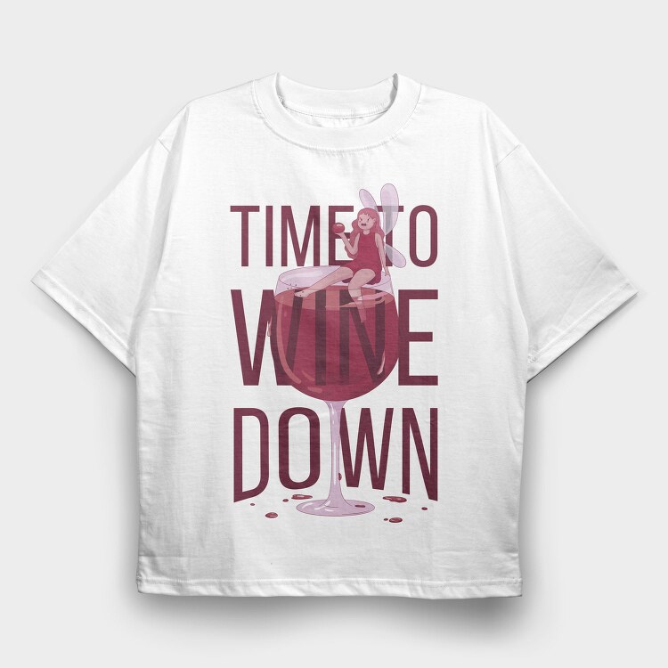 Fairy In Wine Glass Wine, Tricou Oversize Barbati (Unisex)