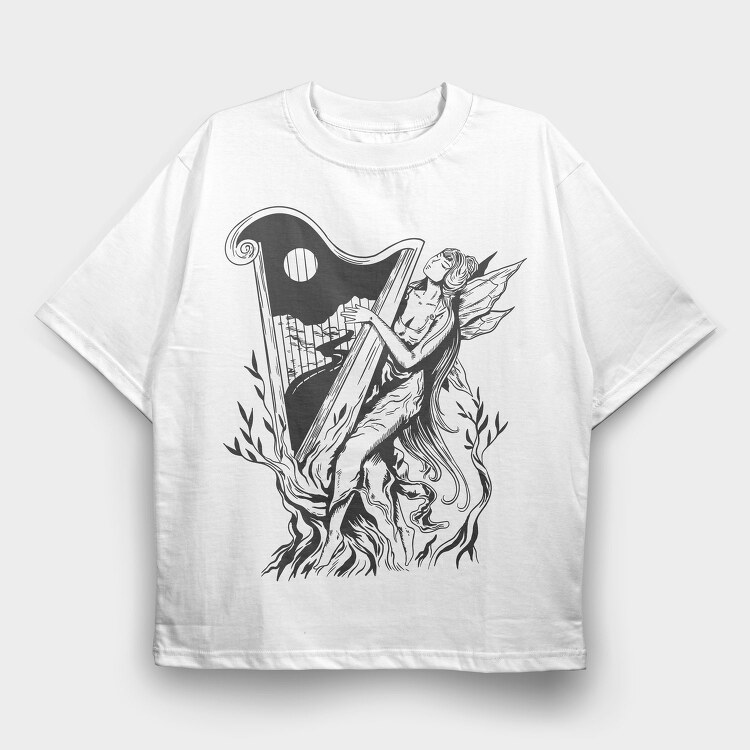 Fairy Music Dark Nouveau Si, Tricou Oversize Barbati (Unisex)