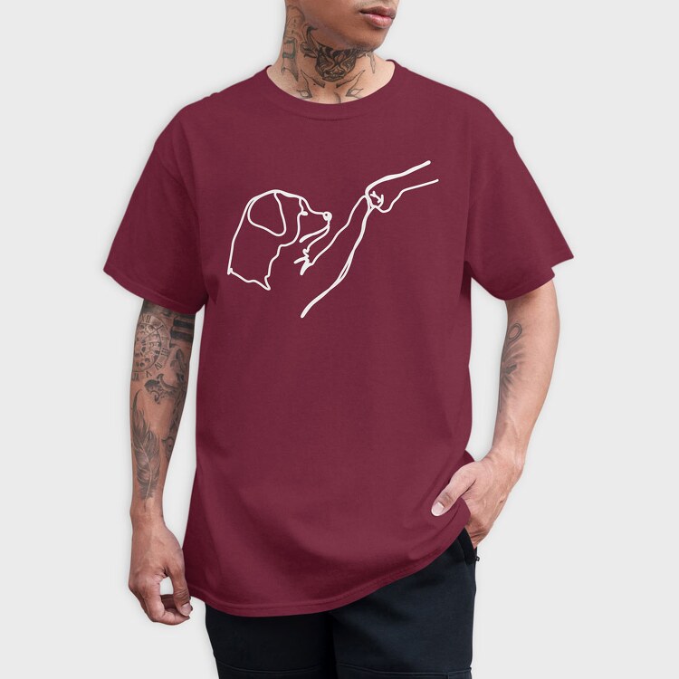 Dog and Man Lineart, Tricou Barbati (Unisex)