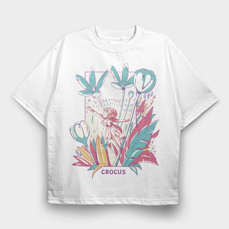 Fantasy Fairy In Flower Field Fairycore, Tricou Oversize Barbati (Unisex)