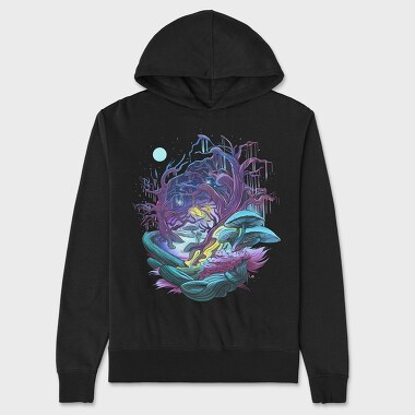 Fantasy Forest Mushroom And Trees, Hanorac Oversize Barbati (Unisex)