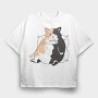 Fat Cat Resting, Tricou Oversize Barbati (Unisex)