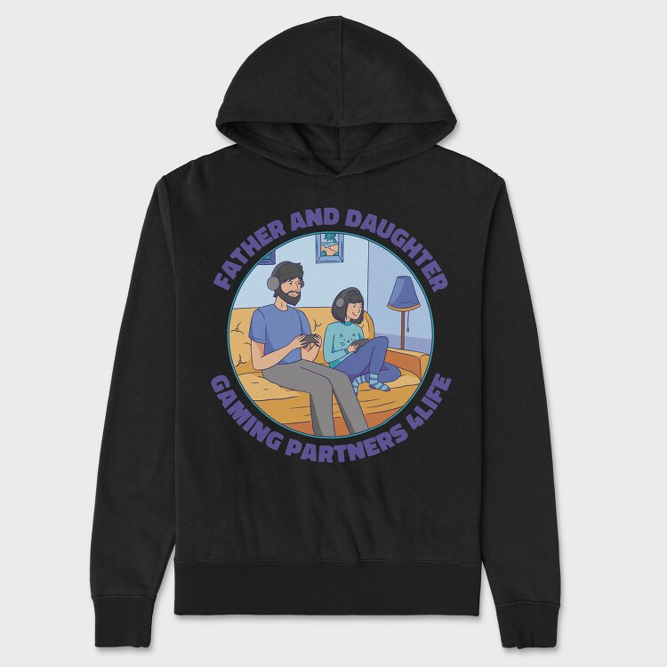 Father And Daughter Gaming, Hanorac Oversize Barbati (Unisex)