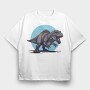 Fierce T Rex Dinosaur, Tricou Oversize Barbati (Unisex)