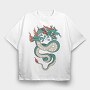 Fire Flames Dragon, Tricou Oversize Barbati (Unisex)