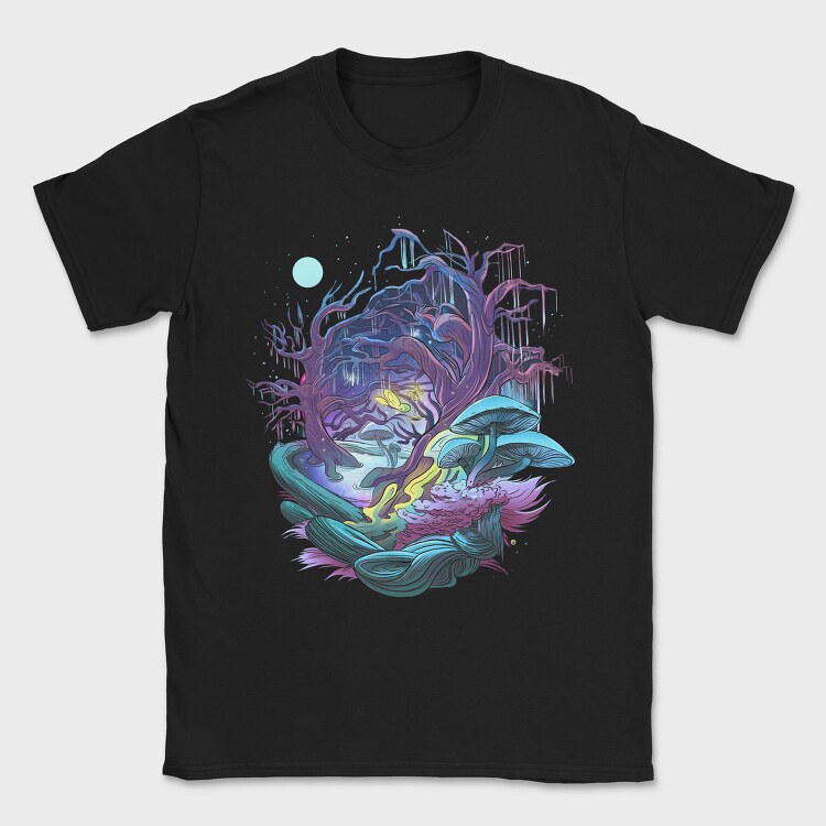 Fantasy Forest Mushroom And Trees, Tricou Barbati (Unisex)