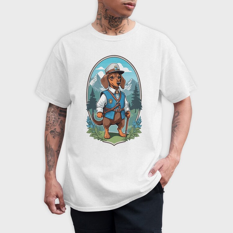 Hiking Dog, Tricou Barbati (Unisex)