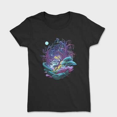 Fantasy Forest Mushroom And Trees, Tricou Femei