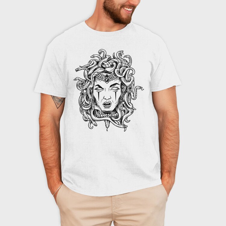 Medusa Head Monochrome, Tricou Barbati (Unisex)