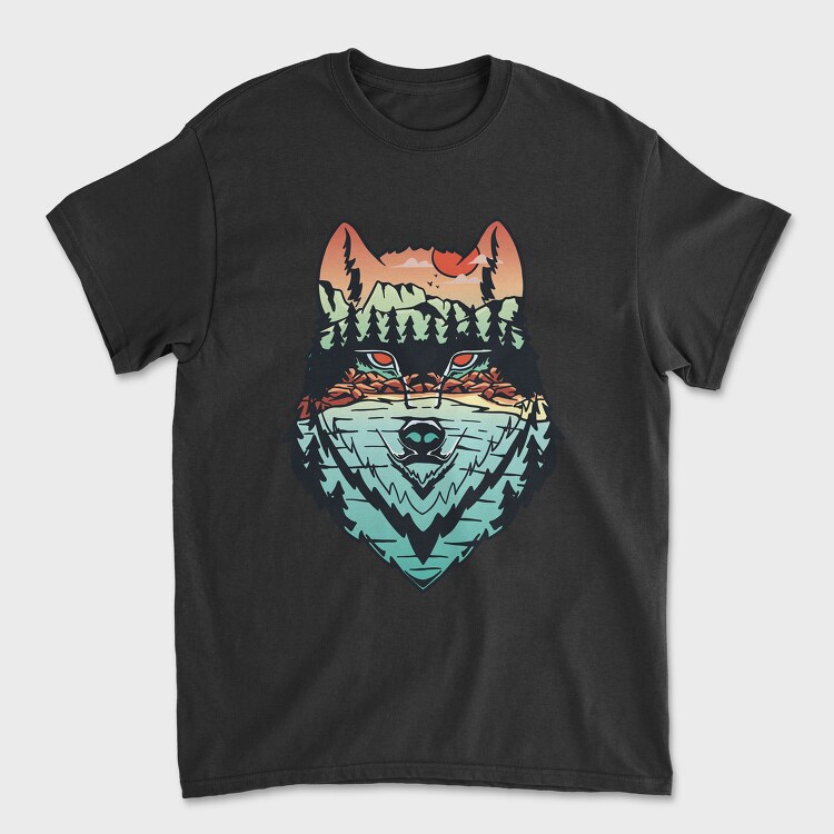 Hand Draw Landscape Wolf, Tricou Barbati (Unisex)