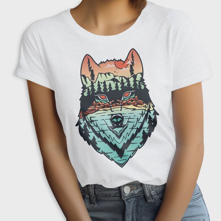 Hand Draw Landscape Wolf, Tricou Femei