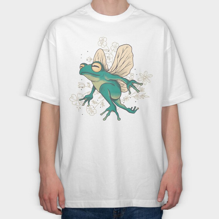 Fairy Frog With Wings, Tricou Oversize Barbati (Unisex)