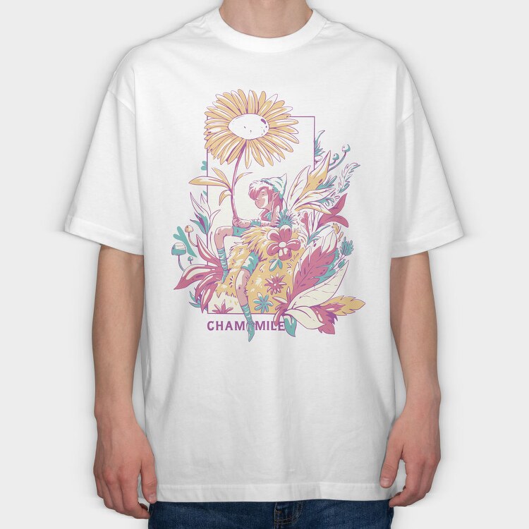 Fairy In Chamomile Flower Field Fairycore, Tricou Oversize Barbati (Unisex)