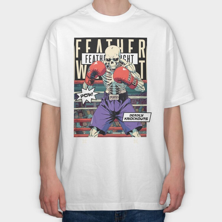 Featherweight Boxing Skeleton Trend, Tricou Oversize Barbati (Unisex)