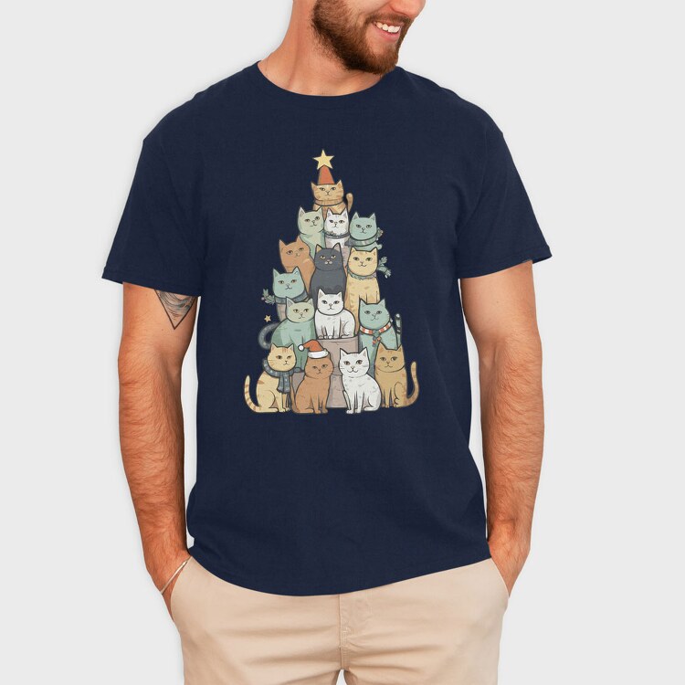Cat Christmas Tree, Tricou Barbati (Unisex)