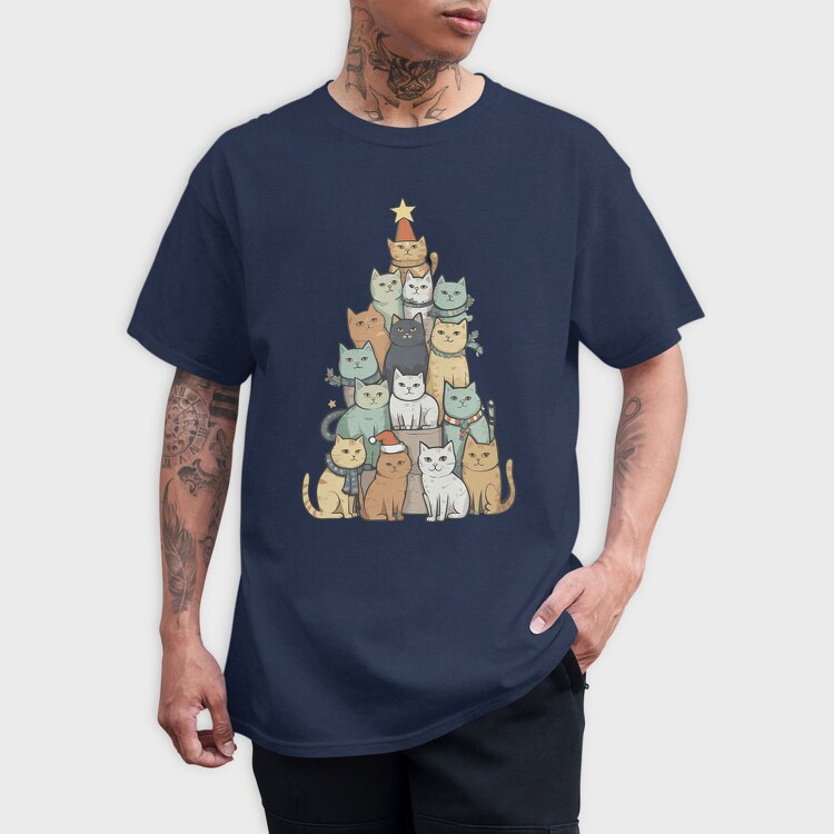 Cat Christmas Tree, Tricou Barbati (Unisex)
