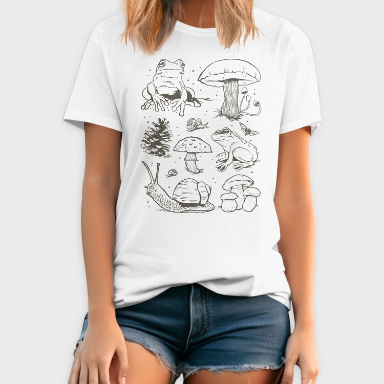 Handrawn Frogs Mushrooms, Tricou Barbati (Unisex)