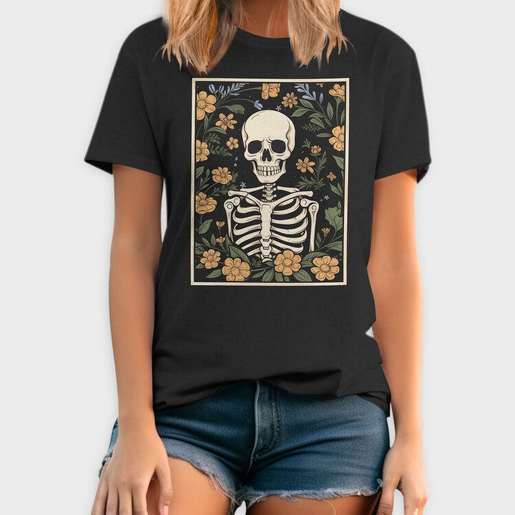 Floral Skeleton, Tricou Barbati (Unisex)