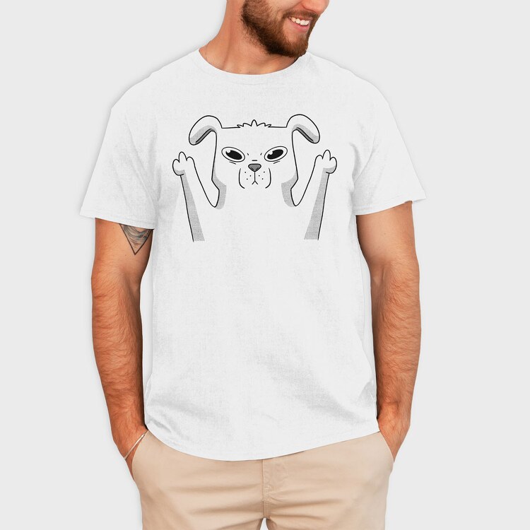 Dog Middle Finger 2, Tricou Barbati (Unisex)