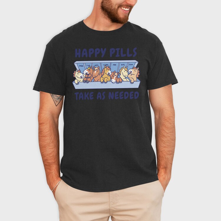 Happy Pills Horses, Tricou Barbati (Unisex)