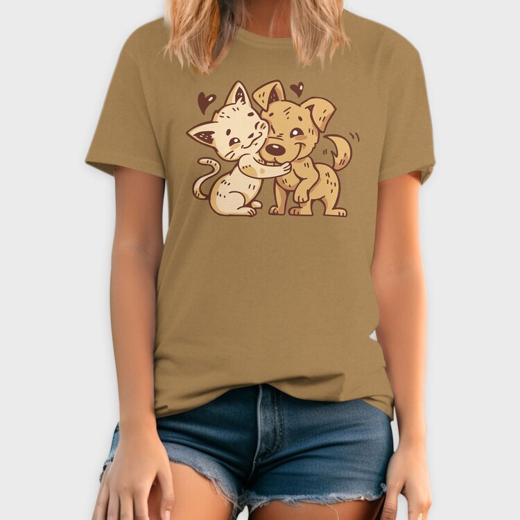 Cat Dog Hug, Tricou Barbati (Unisex)