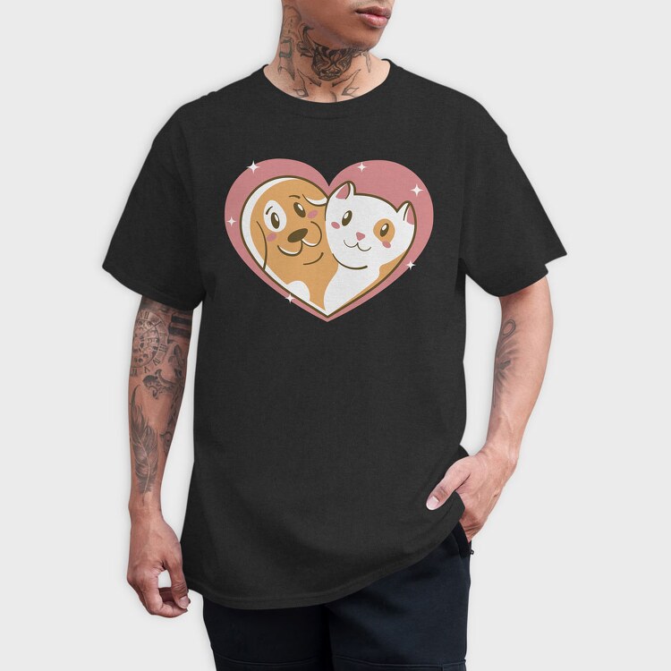 Cat Dog Love, Tricou Barbati (Unisex)