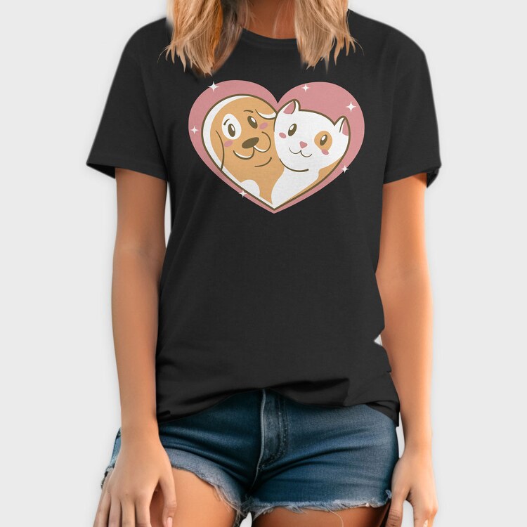 Cat Dog Love, Tricou Barbati (Unisex)