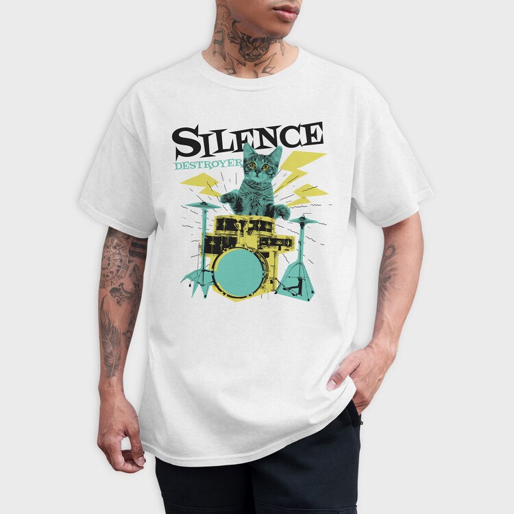 Cat Drummer 3, Tricou Barbati (Unisex)