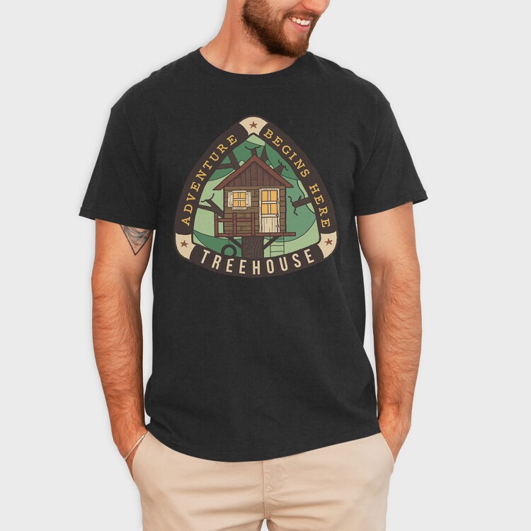 Treehouse Adventure Begins Here, Tricou Barbati (Unisex)